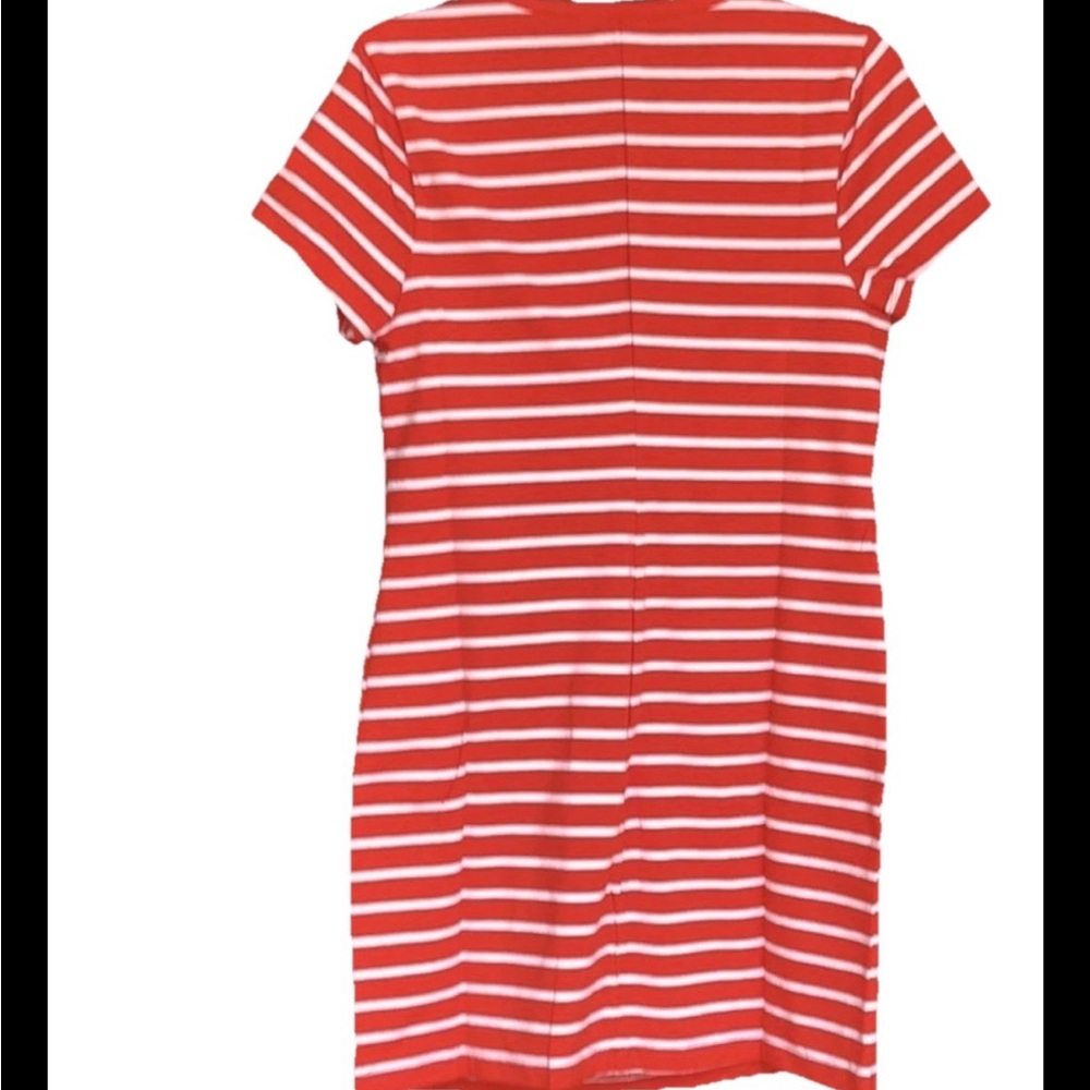 Old Navy Women’s Size LP Orange and White Striped Short Sleeve Shift Dress - Picture 2 of 8